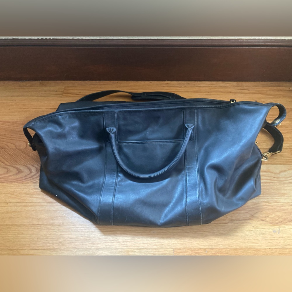 Large Coach Duffel Bag Black Leather Gem